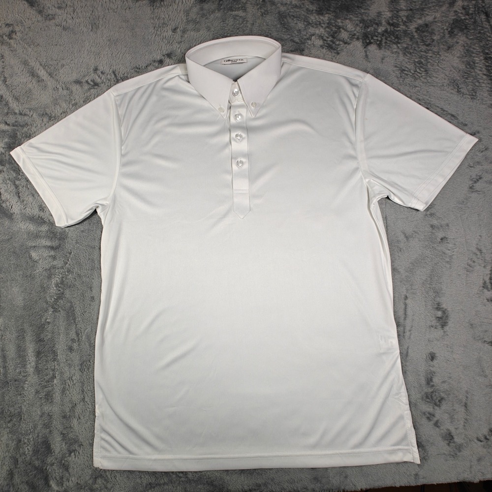 Collars & Co. Dress Collar Polo Mens Medium White Short Sleeve Performance Shirt